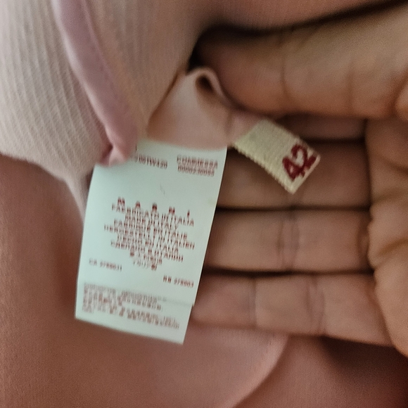 MARNI Wool Crepe Mini Dress 6 Peach Pink Long Sleeve Ruffle Italy - Picture 8 of 15